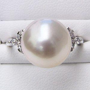 パール 指輪 真珠 リング 南洋白蝶真珠 ダイヤモンド プラチナ900