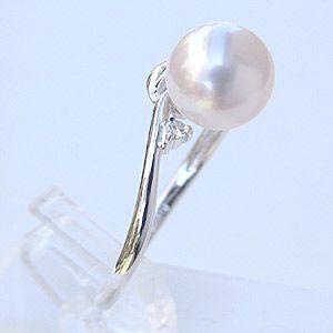 パールリング 普段使い パール リング k18 k18 18金 あこや真珠 ダイヤモンド ピンクゴールド 7mm 指輪 冠婚葬祭 保証書付 プレゼント ギフト 自分買い puの画像