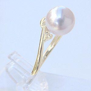 パールリング 普段使い パール リング k18 k18 18金 あこや真珠 ダイヤモンド ピンクゴールド 7mm 指輪 冠婚葬祭 保証書付 プレゼント ギフト 自分買い puの画像