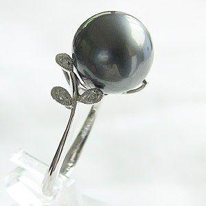 パール リング レディース 真珠リング 指輪 タヒチ黒蝶真珠 ダイヤモンドグリーン系 11mm pt900 プラチナ フォーマル 人気 プレゼント ギフト 自分買い pu_1