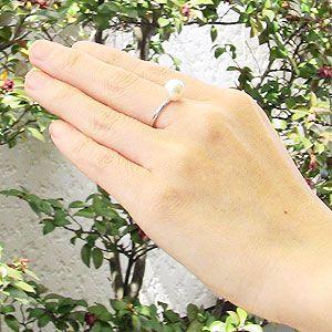 パールリング 普段使い パール リング 真珠リング あこや本真珠 ホワイトゴールド 8mm あこや 6月誕生石 冠婚葬祭 送料無料 プレゼント ご褒美 自分買い puの画像