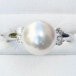 パール リング 普段使い 真珠 指輪 本真珠 オーロラ 花珠 純プラチナ