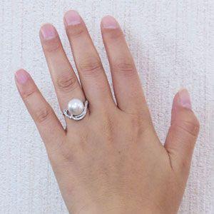 パール 指輪 真珠 リング 真珠 指輪 南洋白蝶真珠 ピンクホワイト系 11mm 18金 k18 ホワイトゴールド ダイヤモンド 普段使い プレゼント ご褒美 自分買い pu_4