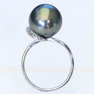 パール リング レディース 真珠リング 指輪 タヒチ黒蝶真珠ブラック