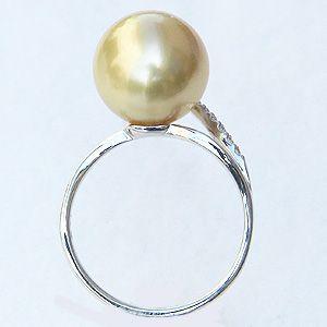 パール 指輪 真珠 リング 南洋白蝶真珠 ゴールド系 11mm pt900