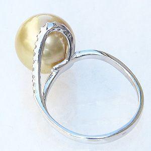 パール 指輪 真珠 リング 真珠 指輪 南洋白蝶真珠 ゴールド系 12mm pt900 プラチナ ダイヤモンド フォーマル 人気 プレゼント ギフト ご褒美 自分買い pu_2