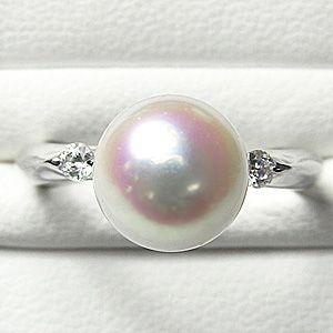 パールリング 普段使い パール リング あこや真珠 ダイヤモンド ホワイトゴールド パール あこや 冠婚葬祭 送料無料 プレゼント ギフト ご褒美 自分買い puの画像