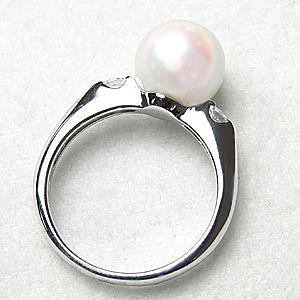 パールリング 普段使い パール リング あこや真珠 ダイヤモンド ホワイトゴールド パール あこや 冠婚葬祭 送料無料 プレゼント ギフト ご褒美 自分買い puの画像