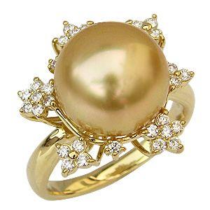 パール リング パールリング ゴールデン南洋真珠 11mm 18金 k18