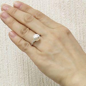 パール 指輪 真珠 リング プラチナ ダイヤモンド ジュエリー