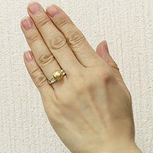 パール 指輪 真珠 リング ゴールデンパール 18金 k18 ゴールド
