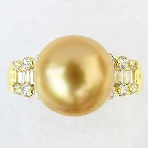 パール 指輪 真珠 リング ゴールデンパール 18金 k18 ゴールド 普段