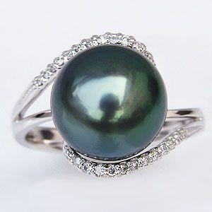 パール リング レディース 真珠リング 指輪 ブラックパール 真珠 黒