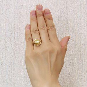 パール 指輪 真珠 リング ゴールデン 真珠指輪 ダイヤモンド 18金 k18