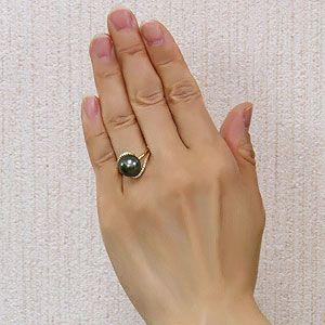 パール リング 真珠リング 指輪 ブラックパール 真珠 黒真珠 18金 k18 