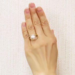 パール 指輪 真珠 リング 真珠指輪 ダイヤモンド 0.22ct 18金 k18
