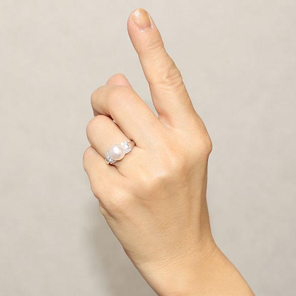 パールリング 普段使い 指輪 真珠 パール リング あこや本真珠 キュービックジルコニア シルバー 冠婚葬祭 人気 プレゼント ギフト ご褒美 自分買い puの画像