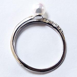 パールリング 普段使い パール リング k18 k18 18金 真珠 あこや本真珠 ダイヤモンド ホワイトゴールド 5mm プレゼント ギフト ご褒美 自分買い puの画像