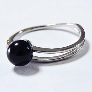 リング オニキス 黒メノウ 指輪 6mm k18 ホワイトゴールド スタイリッシュデザイン ダイヤモンド 0.03ct 8月誕生石 送料無料 プレゼント ご褒美 自分買い puの画像