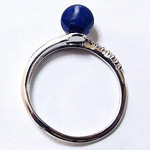 リング ラピスラズリ 瑠璃 指輪 6mm k18 ホワイトゴールド スタイリッシュデザイン ダイヤモンド 0.03ct 12月誕生石 送料無料品質 プレゼント ギフト puの画像