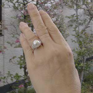 パール 指輪 真珠 リング 南洋白蝶真珠 pt900 プラチナ 直径11mm 