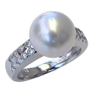 パール 指輪 真珠 リング 真珠 指輪 南洋白蝶真珠 t900 プラチナ 直径10ｍｍ ダイヤモンド 16石 合計0.36ct 人気 プレゼント ギフト ご褒美 自分買い
