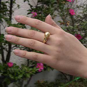 パール 指輪 真珠 リング 南洋白蝶 ライトイエロー系 11mm k18