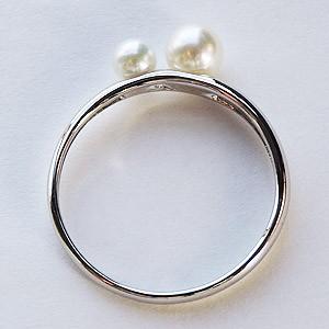 パール リング 普段使い k18 18金 18k ホワイトゴールド 本真珠 あこや アコヤ 2コ付き レディース 真珠指輪 送料無料 プレゼント ギフト 自分買い puの画像