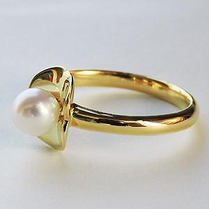 パールリング 普段使い パール リング k18 k18 18金 真珠 本真珠 イエローゴールド 真珠指輪 シンプル 冠婚葬祭 送料無料 プレゼント ギフト 自分買い puの画像