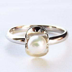 パールリング 普段使い パール リング k18 k18 18金 真珠 あこや本真珠 ホワイトゴールド 5mm 真珠指輪 シンプル 送料無料 プレゼント ギフト 自分買い puの画像