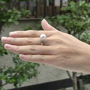 パール リング 普段使い パールリング 南洋白蝶真珠 10mm ダイヤモンド 