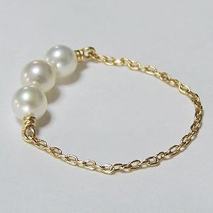 ゴールドパールリング本真珠18K パール リング k18 18k 18金 真珠 レディースあこや本真珠 ゴールド