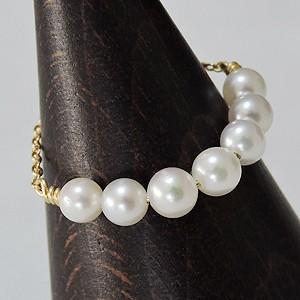 #7/K18YGアコヤパールピンキーリング/ルべミール 7/K18YGアコヤパールピンキーリング/ルべミール