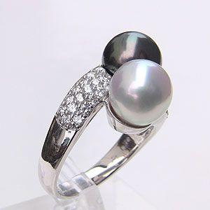 パールリング 真珠リング 南洋白蝶真珠 タヒチ黒蝶真珠 リング