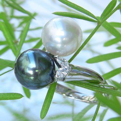 タヒチパール リング 18k 3連パール 黒蝶真珠8.5mm サイズ12 新品