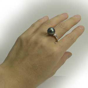パール リング 指輪 ブラックパール 黒タヒチ黒蝶真珠 11mm