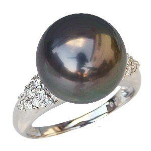 パール リング パールリング 真珠リング 真珠 指輪 タヒチ黒蝶真珠 黒