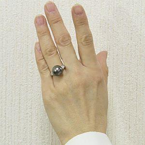 パール リング レディース 指輪 タヒチ黒蝶真珠 18金 k18 ホワイトゴールド リング ダイヤモンド 12mm ラウンド形 フォーマル プレゼント ギフト 自分買い pu_2