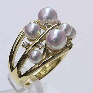 パールリング 普段使い パール リング あこや本真珠 ダイヤモンド 18K