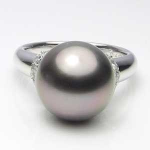 パール リング レディース 真珠リング 指輪 タヒチ黒蝶真珠 12mm
