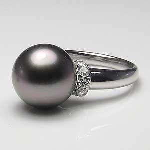 パール リング レディース 真珠リング 指輪 タヒチ黒蝶真珠 12mm