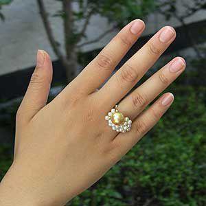 白蝶パール アコヤパール 18KYG リング あこや真珠/白蝶シェル フォークリング 5.5-6.0mm K18YG ホエール