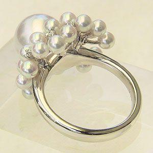 真珠 リング 指輪 南洋白蝶真珠 あこや本真珠 ダイヤモンド k18