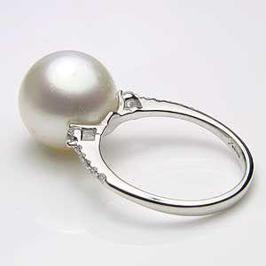 パール 指輪 真珠 リング 南洋白蝶真珠 ダイヤモンド pt900