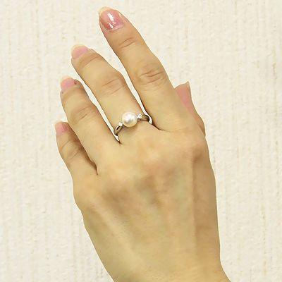 k18 パール リング 普段使い 真珠 指輪 18k 18金 ホワイトゴールド