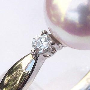 パール リング 真珠 指輪 あこや アコヤ 本真珠 9mm ダイヤモンド