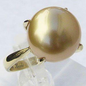 K18　18金　南洋ゴールドパールリング(ナチュラルカラー)　(新品) 真珠 リング 指輪 パール 南洋真珠 ゴールデンパール k18 ゴールド 18