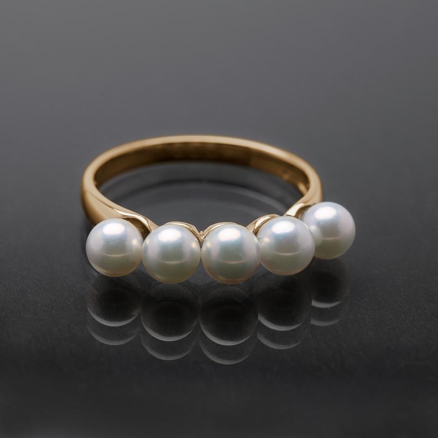 k18 パール リング 18k 18金 ピンクゴールド カジュアル 本真珠 アコヤ ベビーパール 4.5mm 5mm ハーフエタニティ レディース シンプル フォーマル puの画像
