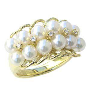 パールリング 普段使い パール リング k18 18金 ダイヤモンド ゴールド