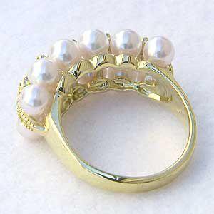 パールリング 普段使い パール リング k18 18金 ダイヤモンド ゴールド